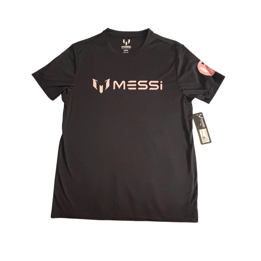 Messi Collection Black Performance T-Shirt Mens Size M Athletic Fit Polyester Sp